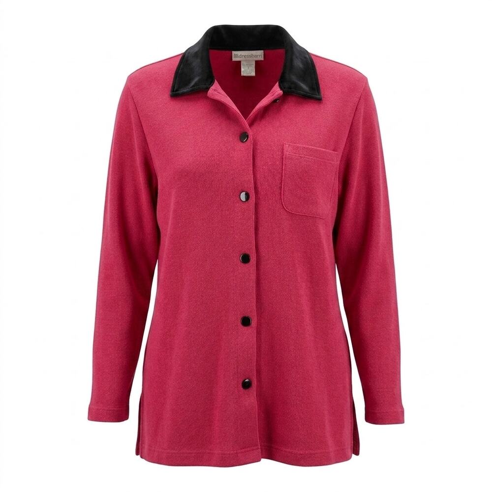 Dressbarn Pink Collared Knit Stretch Cardigan Sweater Women Size S